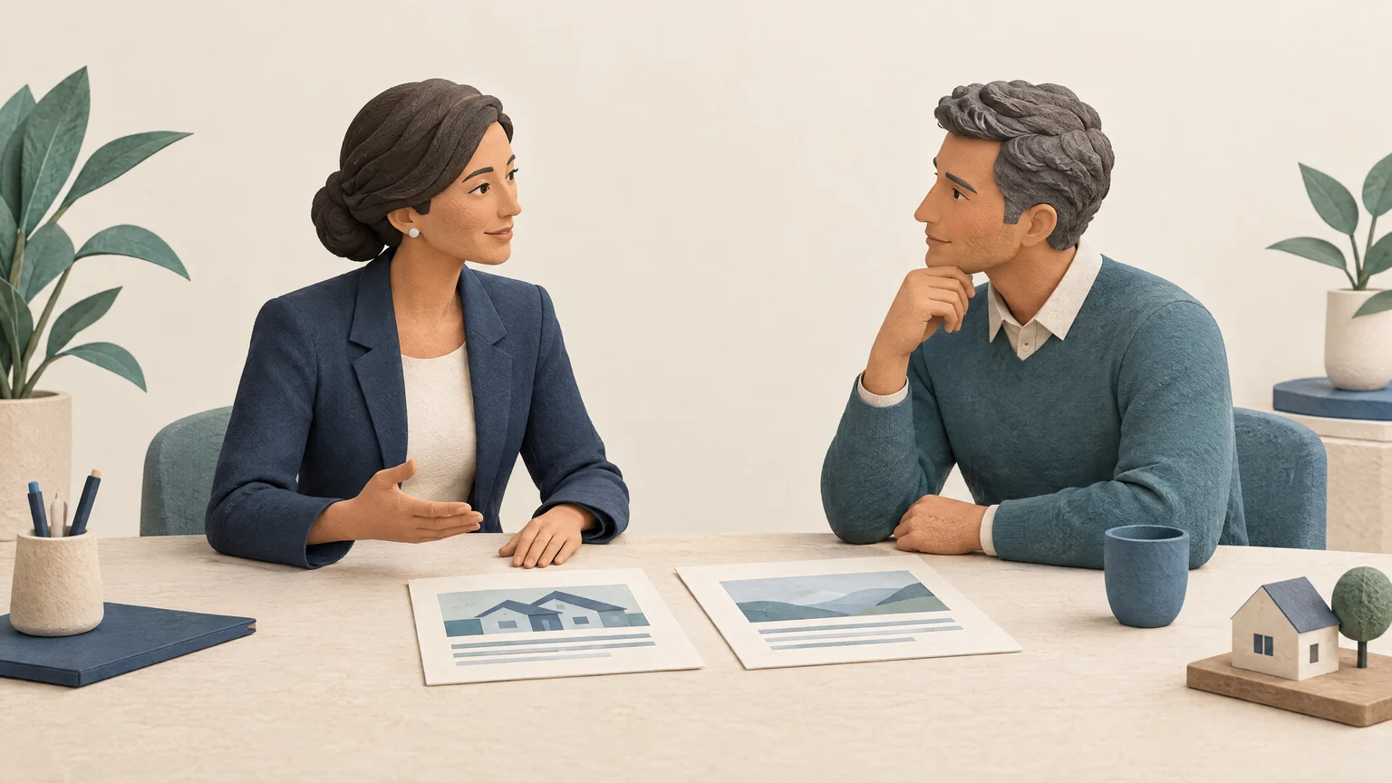 Real estate professional preparing to explain service fees