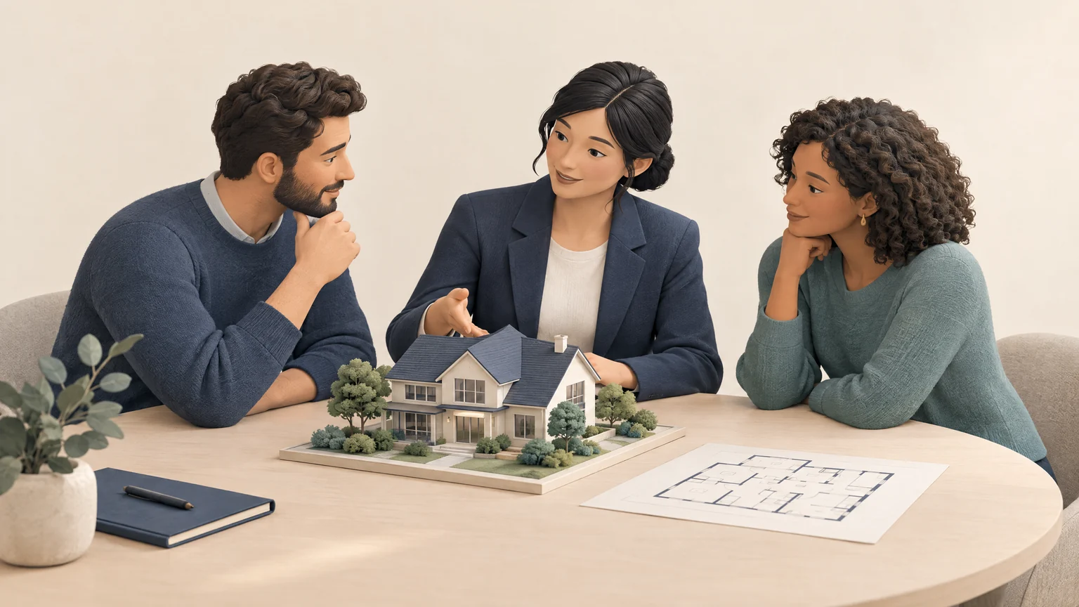 Real estate agent reviewing a listing presentation